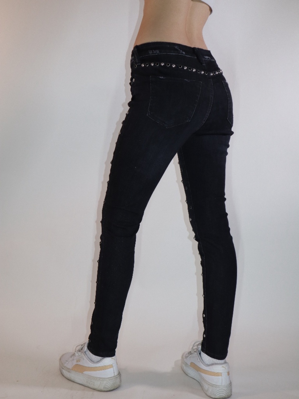 True Religion studded black skinny jeans